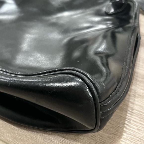 Vintage Longchamp Roseau Black Leather Shoulder Bag Bamboo Toggle Purse - Picture 10 of 11